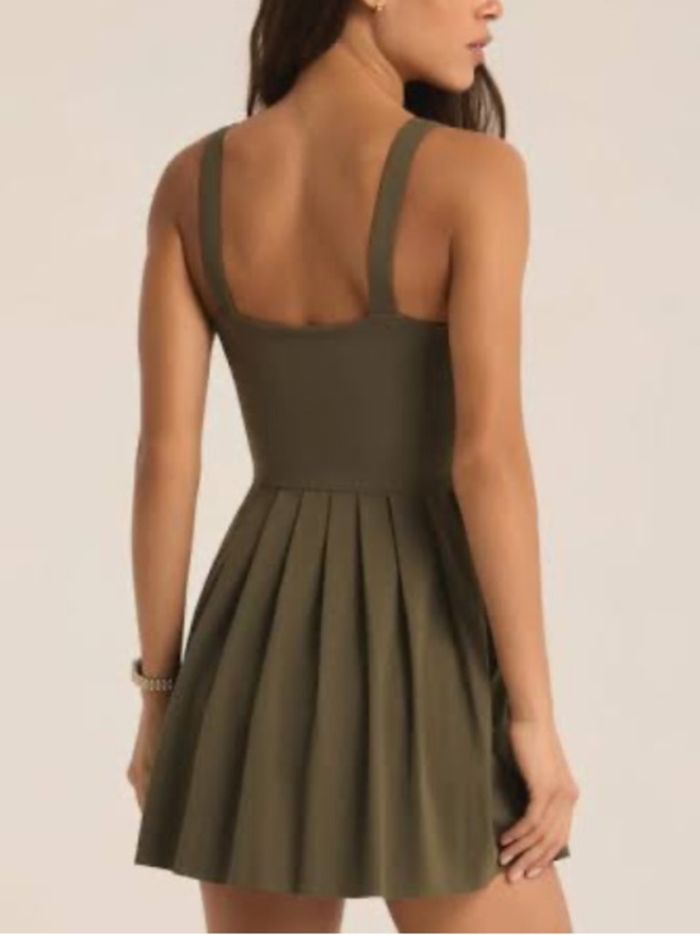Z Supply Active Hot Shot Dress Grape Leaf Green Pleated Tennis Size Large - Picture 3 of 16